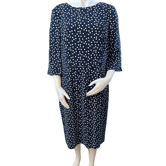 Boden Dresses & Skirts - Boden Delia Dress 12R White Blue Polka Dot Flared Sleeve 3/4 Size 12R